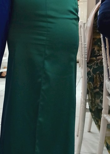 Uzun yesil Straplez Abiye Elbise - Görsel 2