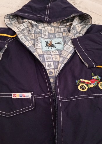 Diğer Mavi Kapüşonlu Fermuarlı Erkek Çocuk Biker Ceket