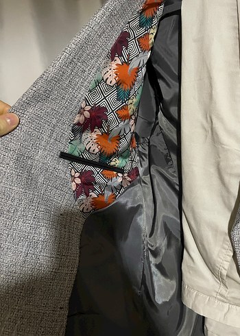 Düğmeli Gri Erkek Jakamen Ceket - Görsel 4