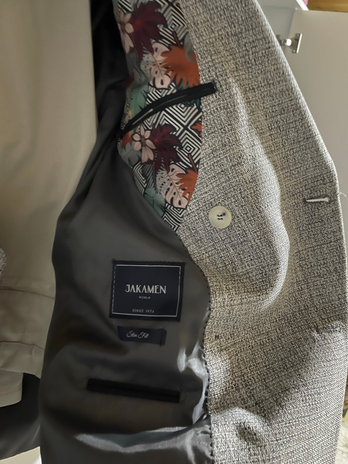 Düğmeli Gri Erkek Jakamen Ceket - Görsel 5