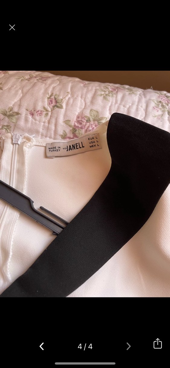 Düğmeli V Yaka Midi Beyaz Kadın Elbise nikah elbisesi - Görsel 4