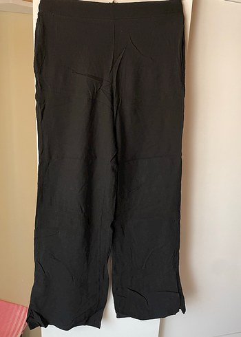 Siyah Keten Kadın Pantolon - Görsel 3