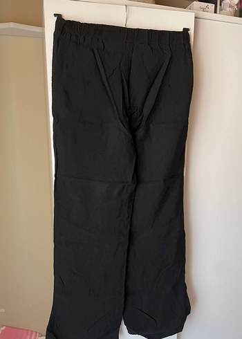 Siyah Keten Kadın Pantolon - Görsel 5