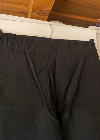 Siyah Keten Kadın Pantolon - Görsel 6