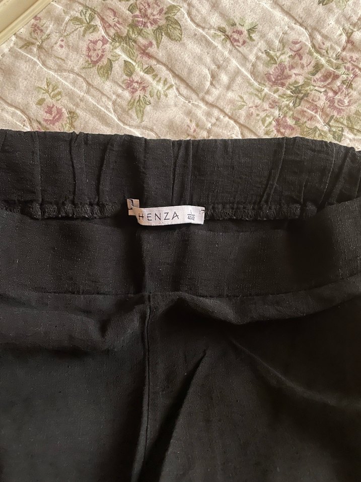 Siyah Keten Kadın Pantolon - Görsel 2