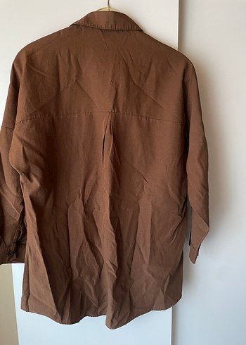 Düğmeli Kahverengi  Gömlek - Görsel 2