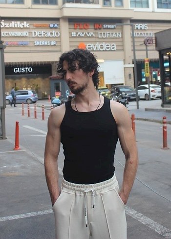 Siyah ve gri Slim Fit Atlet