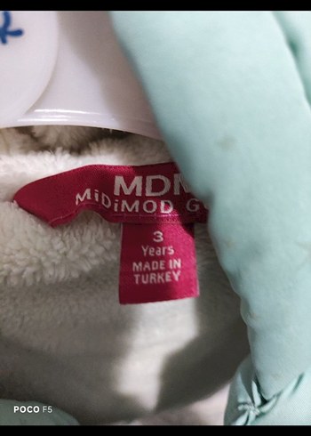 Kız Çocuk Yeşil Peluş Kapüşonlu Mont - Görsel 3