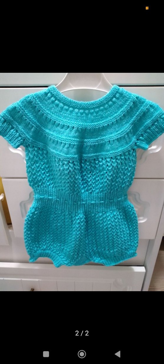 Turkuaz Örgü Kolsuz Tulum - Görsel 2