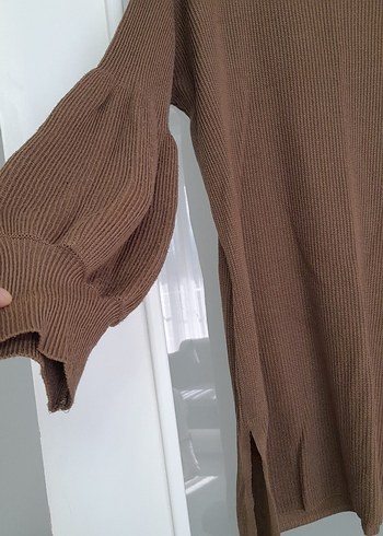 Bej Kadın Boğazlı Triko Tunik - Görsel 4