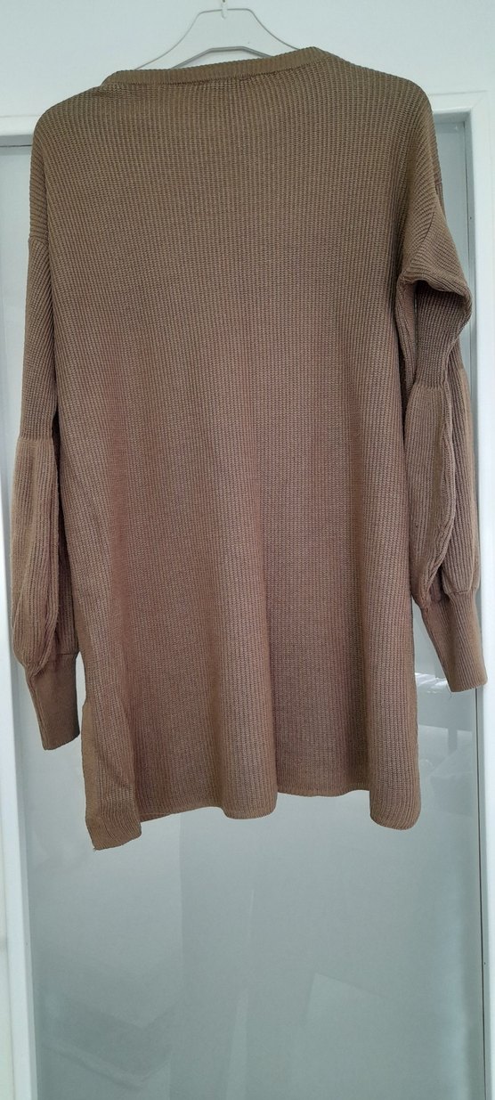 Bej Kadın Boğazlı Triko Tunik - Görsel 2
