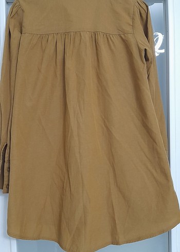 Düğmeli Bej Hamile Keten Gömlek - Görsel 3