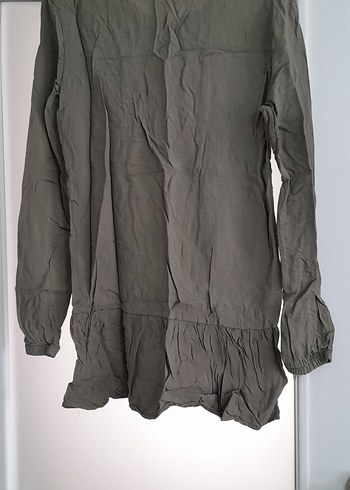 haki Uzun Kollu Hamile ve bayan Keten Bluz - Görsel 2