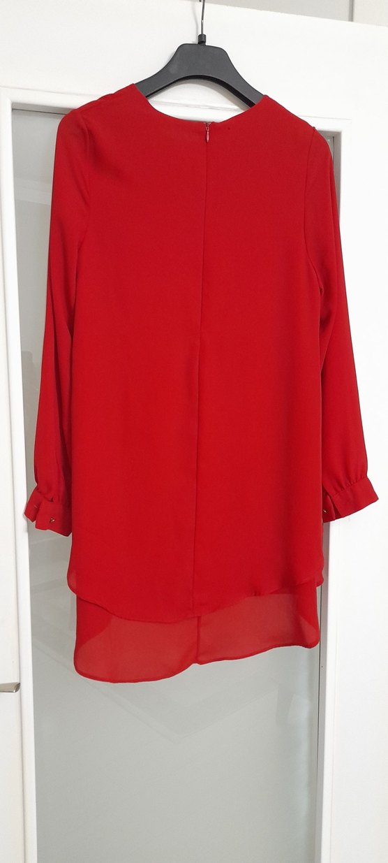 Kırmızı Midi Uzun Kollu Tunik - Görsel 2