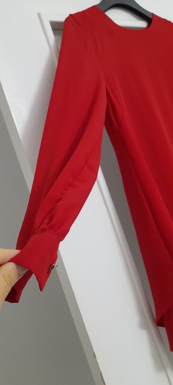 Kırmızı Midi Uzun Kollu Tunik - Görsel 4