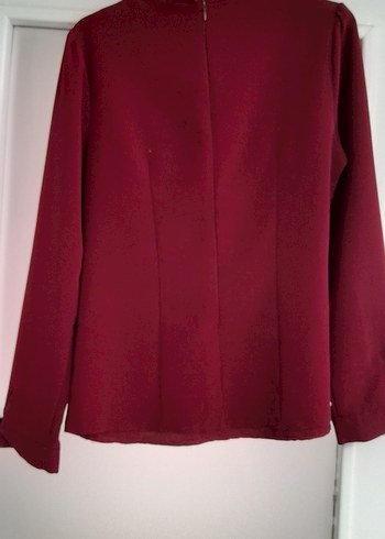 Bordo İşlemeli Boncuklu Uzun Kollu Kadın Gömlek - Görsel 2