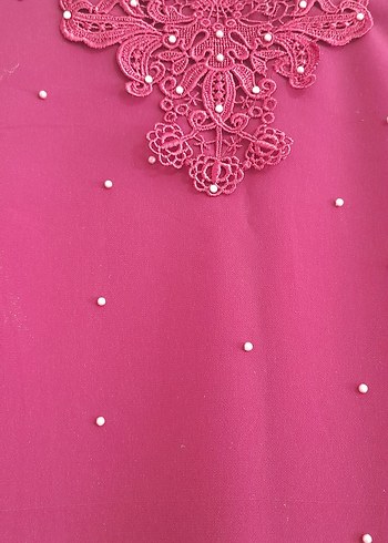 Bordo İşlemeli Boncuklu Uzun Kollu Kadın Gömlek - Görsel 3