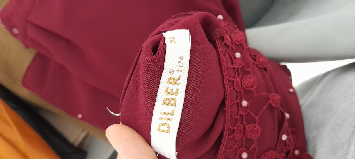 Bordo İşlemeli Boncuklu Uzun Kollu Kadın Gömlek - Görsel 5