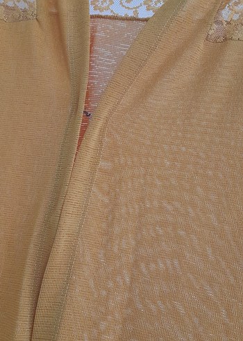 Sarı Parlak Uzun Kadın yelek - Görsel 2