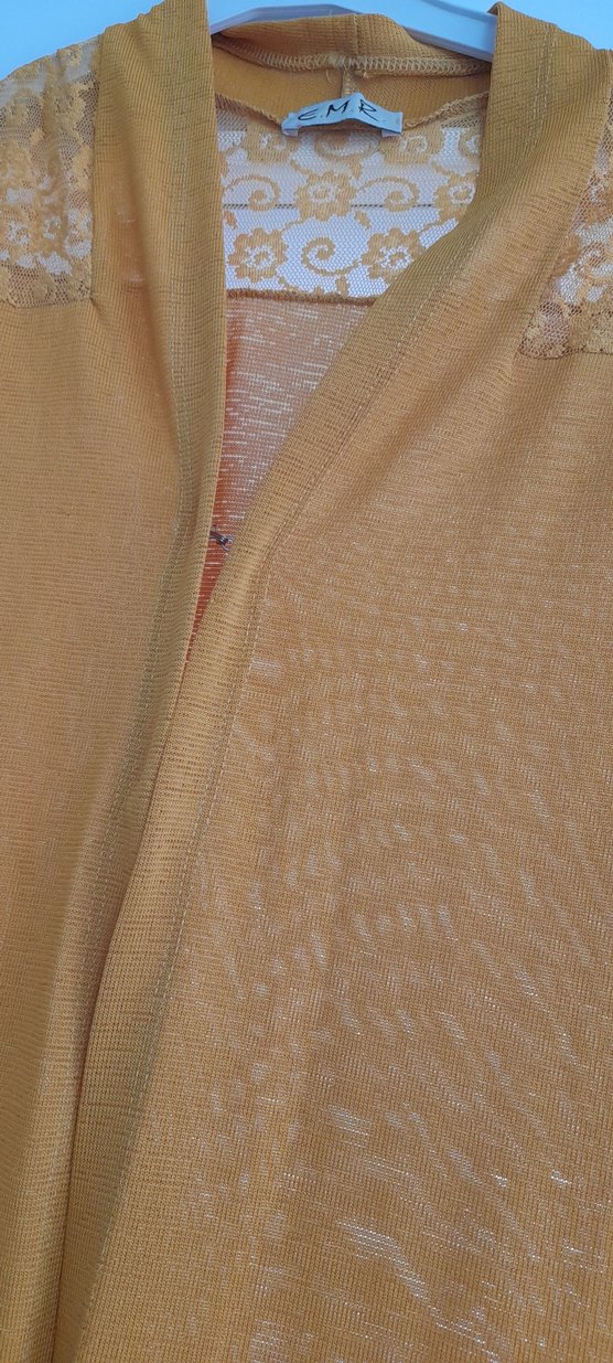 Sarı Parlak Uzun Kadın yelek - Görsel 2