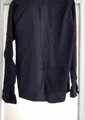 Lacivert Regular Fit Keten Erkek Gömlek - Görsel 2