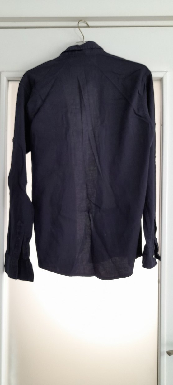 Lacivert Regular Fit Keten Erkek Gömlek - Görsel 2