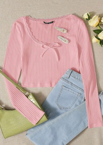 Sheinside Shein uzun kollu crop