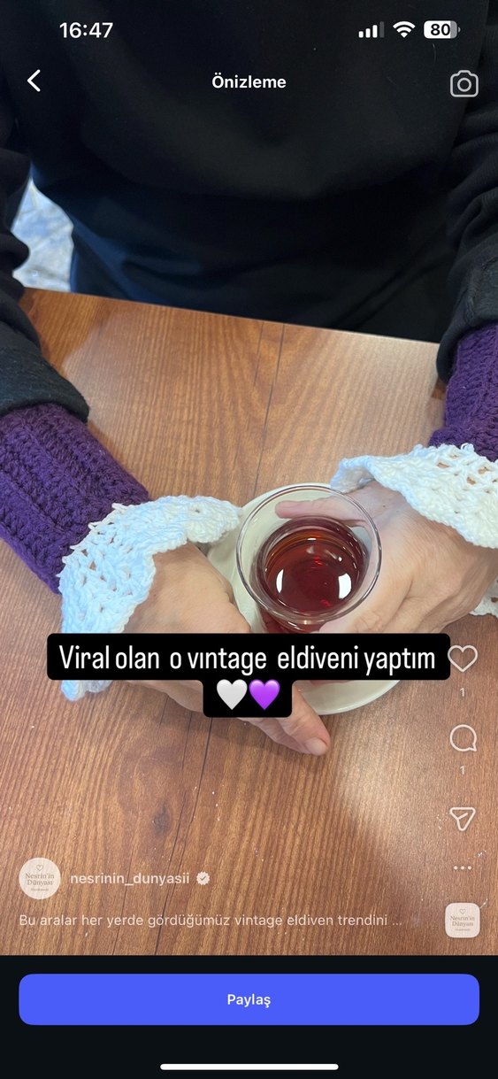 Mor Dantel Detaylı Bohem Kadın Eldiveni - Görsel 4