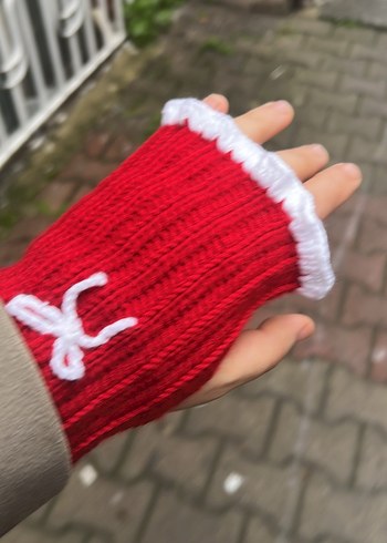 Kırmızı Örgü Kadın Eldiven - Görsel 5