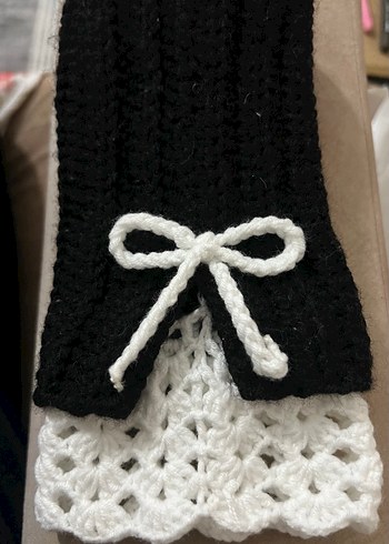 Dantel Detaylı Siyah Örgü Kadın Eldiveni - Görsel 2