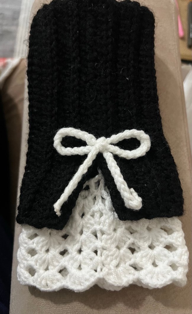 Dantel Detaylı Siyah Örgü Kadın Eldiveni - Görsel 2