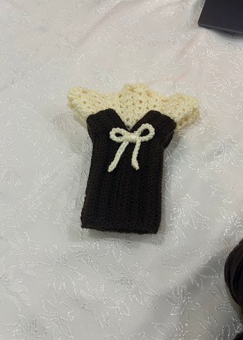 Bej ve Siyah Örgü Kadın Eldiven el emeği - Görsel 10