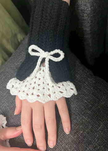 El emeği aDantelli Siyah Beyaz Örgü - Görsel 2