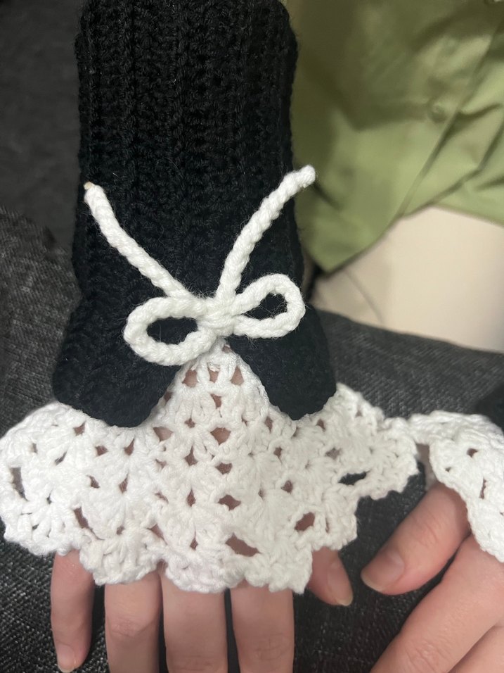 El emeği aDantelli Siyah Beyaz Örgü - Görsel 4