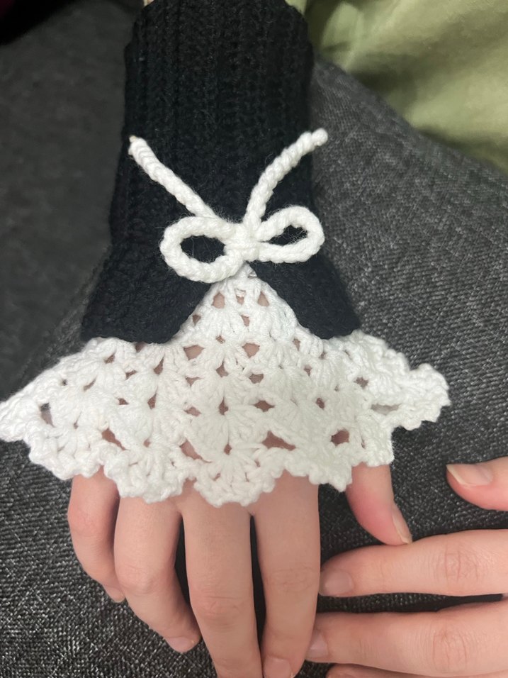 El emeği aDantelli Siyah Beyaz Örgü - Görsel 3