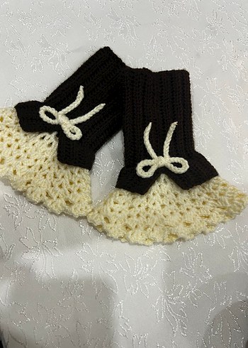 Mavi ve Krem Örgü Kadın Eldiven - Görsel 6