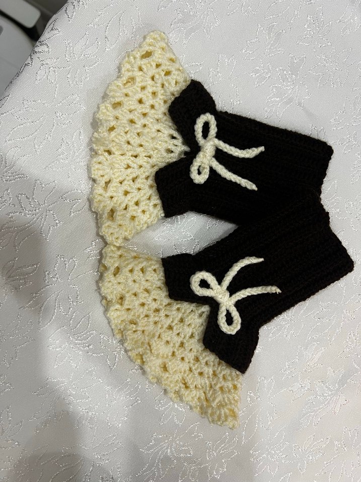 Mavi ve Krem Örgü Kadın Eldiven - Görsel 5