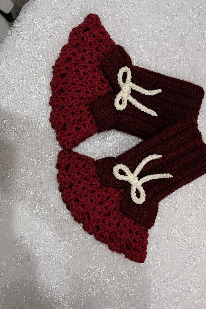 Mavi ve Krem Örgü Kadın Eldiven - Görsel 3