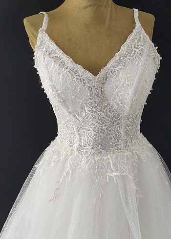 Beyaz Mini Straplez Gelinlik after - Görsel 2