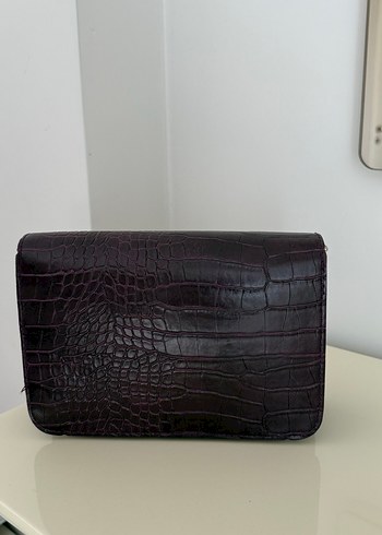 Mürdüm Deri Yılan Desenli Kadın Çanta - Görsel 2