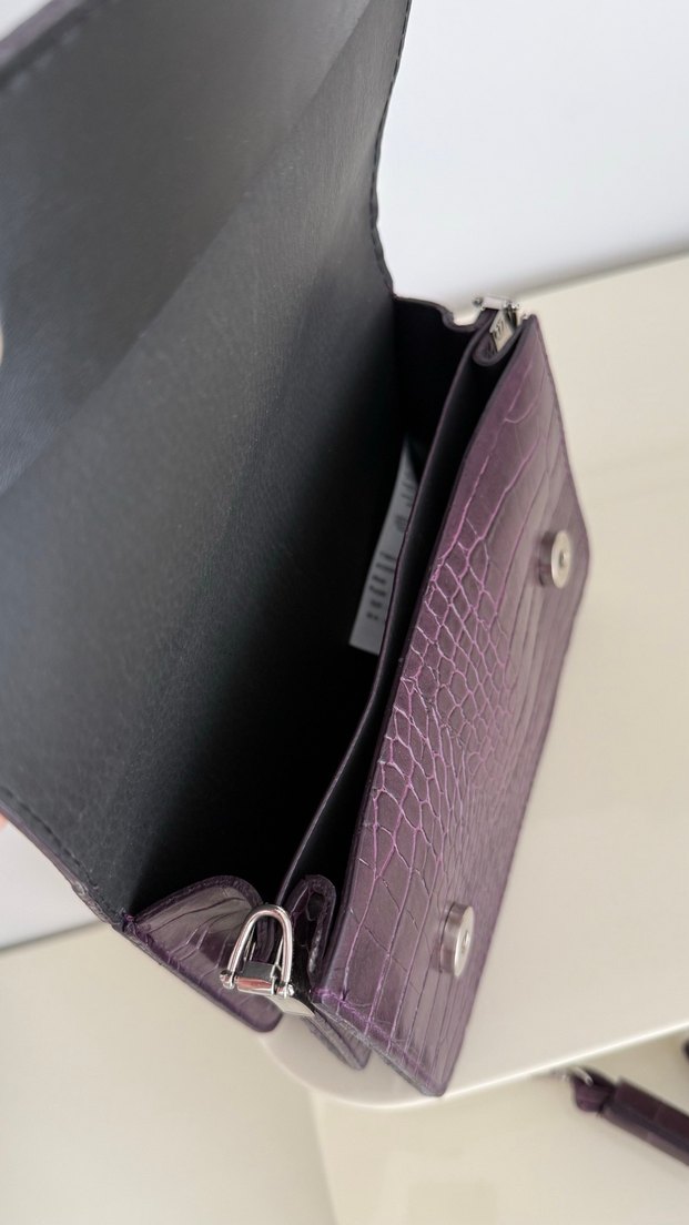 Mürdüm Deri Yılan Desenli Kadın Çanta - Görsel 4