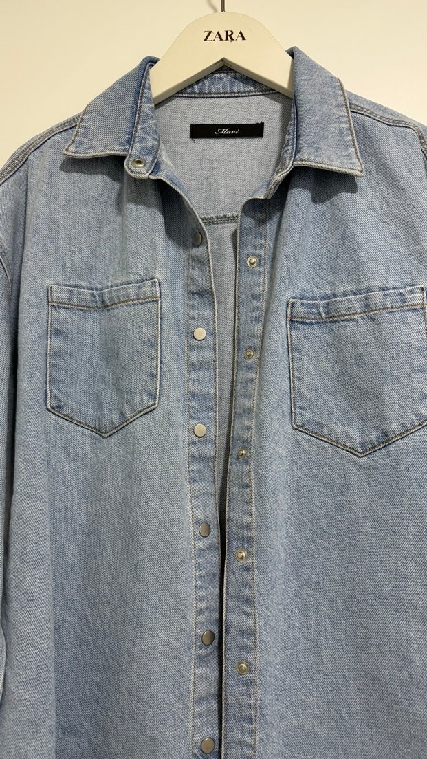 Mavi  Kadın Kot Ceket - Görsel 2