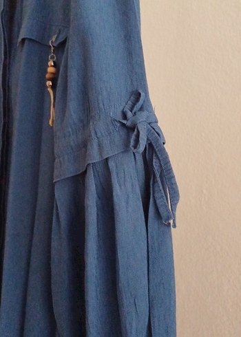 42 Beden Düğmeli Uzun Kollu Denim Tunik