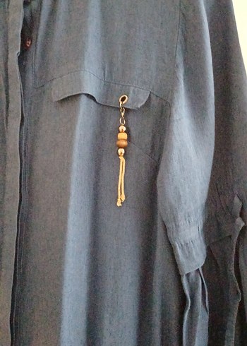 Diğer Düğmeli Uzun Kollu Denim Tunik