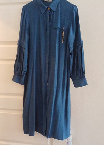 Düğmeli Uzun Kollu Denim Tunik