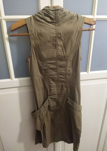 Kolsuz Midi Keten Elbise - Görsel 2