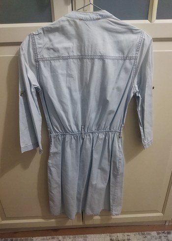 Düğmeli Uzun Kollu Denim Midi Elbise - Görsel 2