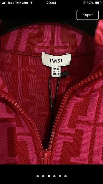 36 Beden Twist pembe elbise