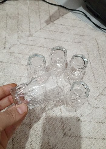 Beden beyaz Renk 5 Parça Beyaz Desenli Cam Bardak Seti