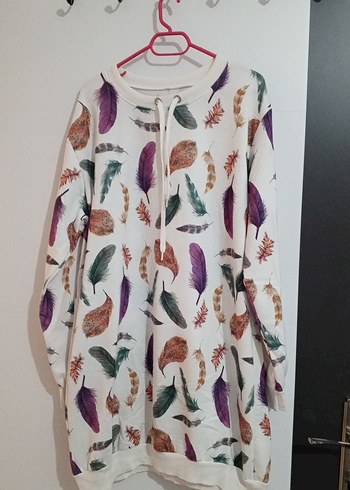 Bohem Tarzı Çok Renkli Uzun Sweatshirt